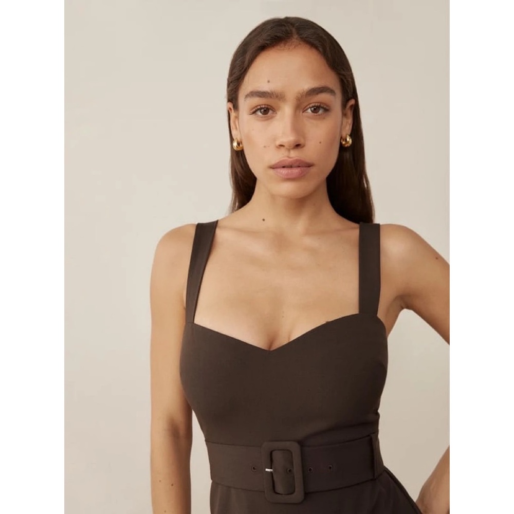 Reformation Huxley Belted Mini Dress in Chestnut Brown Size 4 - Picture 13 of 13